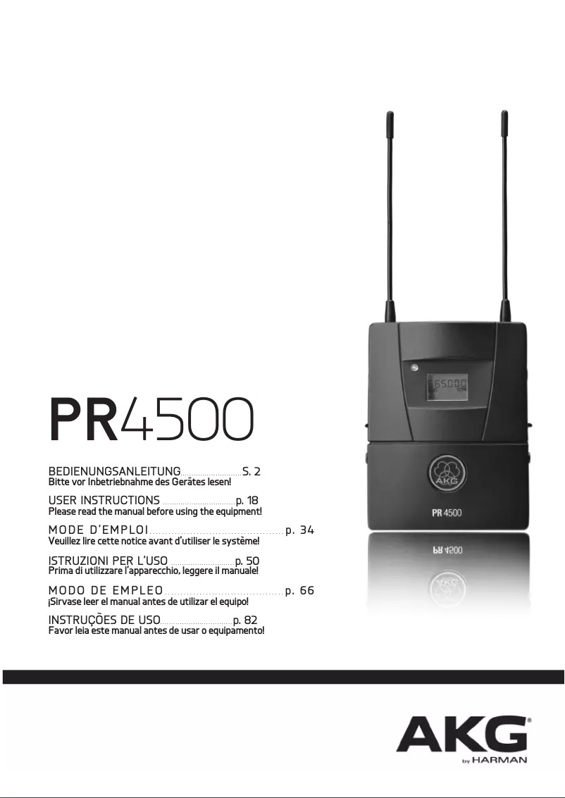 Image de la première page du manuel de l'appareil PR4500
