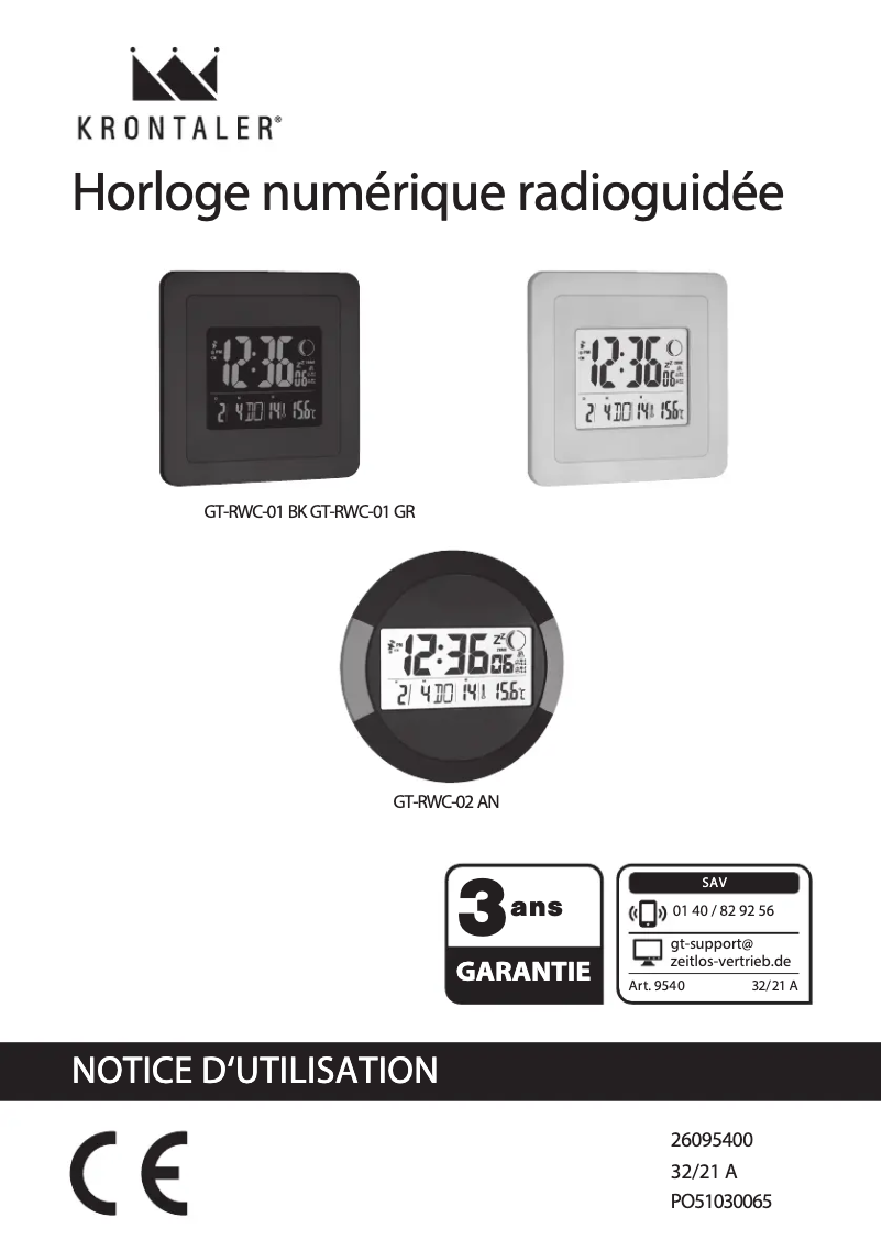Page 1 de la notice Manuel utilisateur Krontaler GT-RWC-01-BK