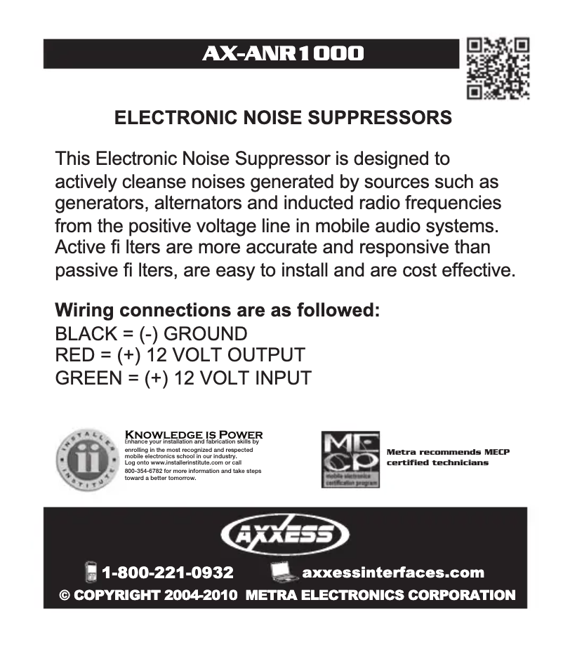 Page 1 de la notice Manuel utilisateur AXESS AX-ANR1000