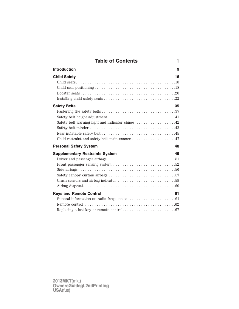 Página 1 del manual Manual de usuario Lincoln MKT (2013)