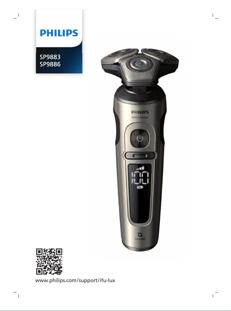 Page 1 of the manual User Manual Philips S9000 Prestige SP9886