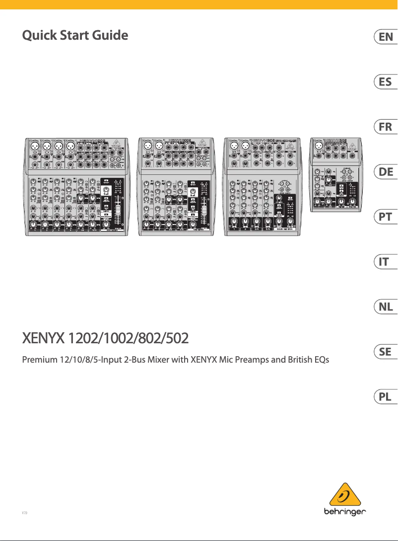Page 1 of the manual Quick Start Guide Behringer Xenyx 1002
