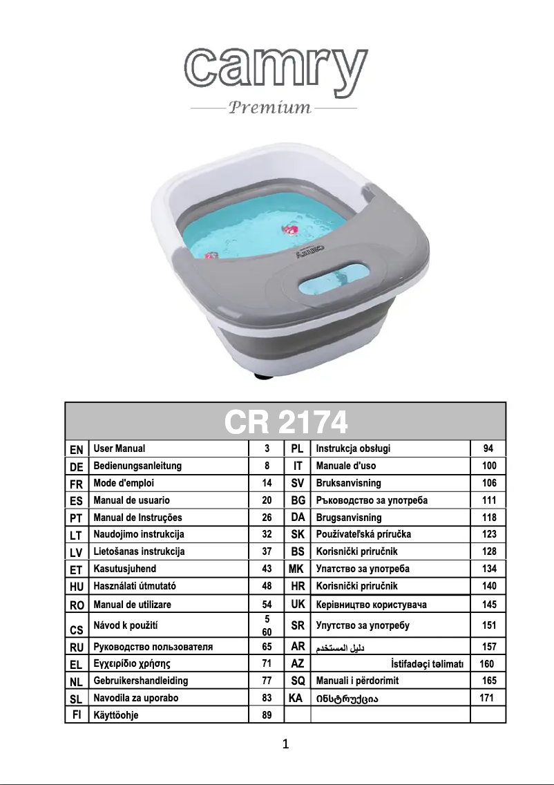 Page 1 de la notice Manuel utilisateur Camry CR 2174
