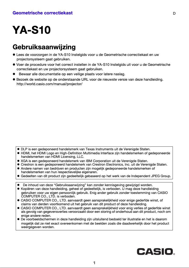 Image de la première page du manuel de l'appareil YA-S10