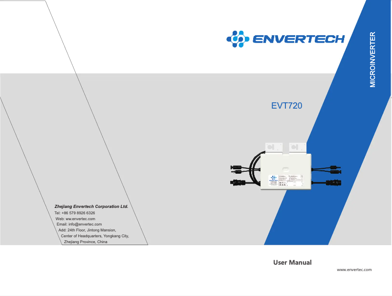 Page 1 de la notice Manuel utilisateur Envertec EVT720