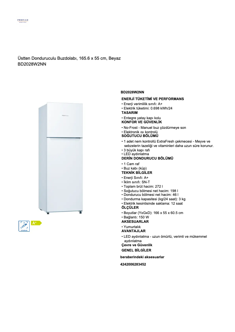 Page 1 de la notice Manuel utilisateur Profilo BD2028W2NN