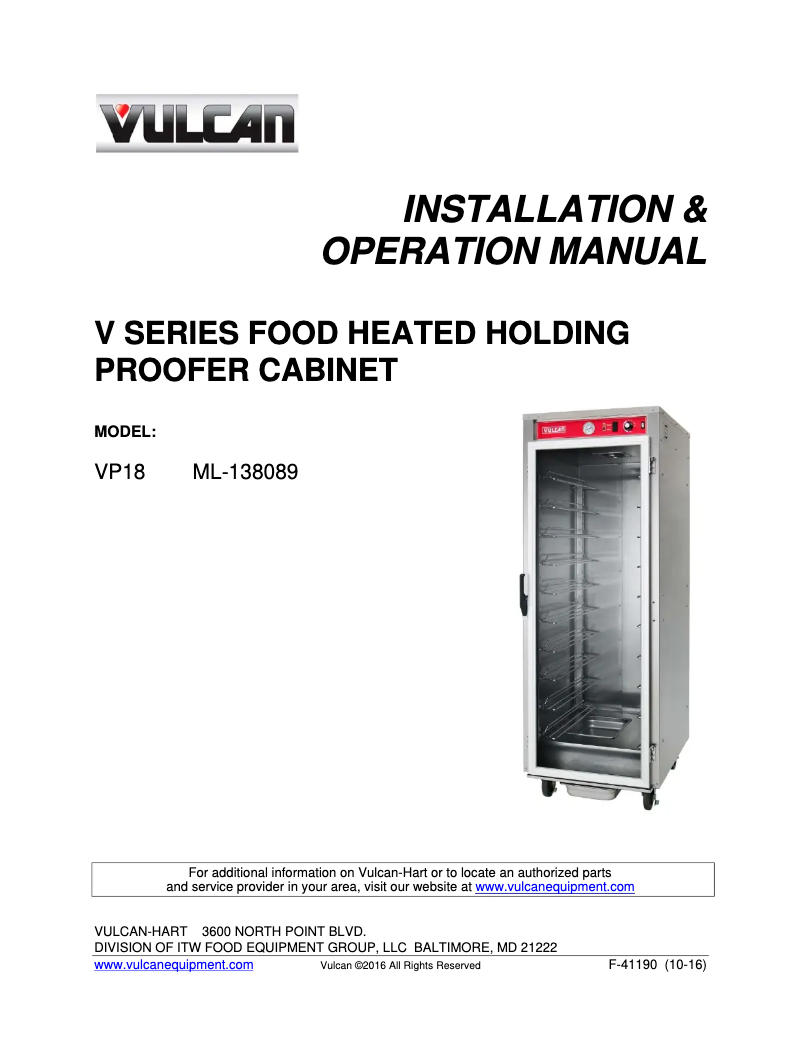 Page 1 de la notice Manuel utilisateur Vulcan VP18