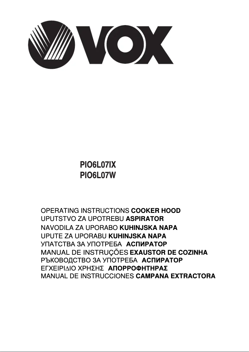 Page 1 de la notice Manuel utilisateur VOX PIO6L07W