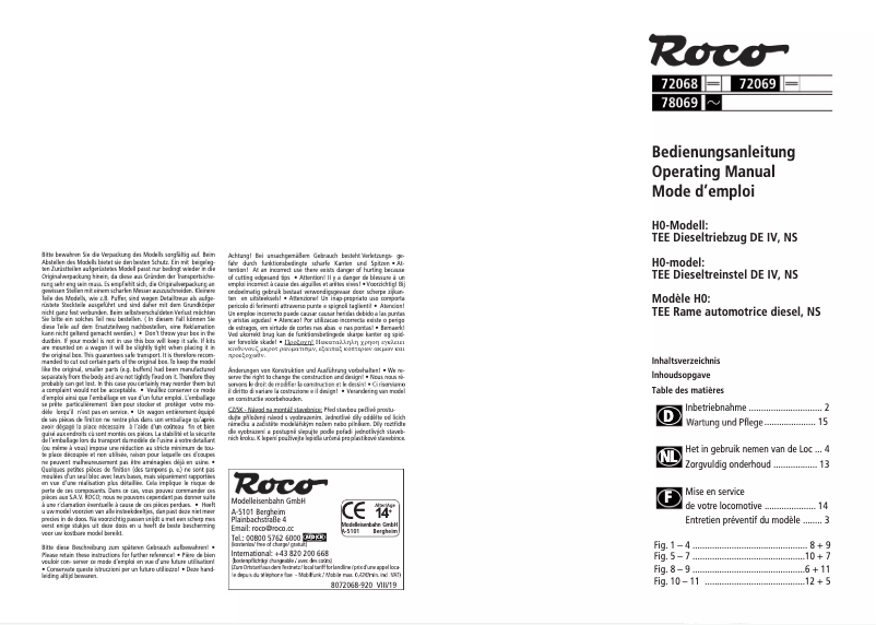 Page n°1 - Manuel utilisateur Roco 72068