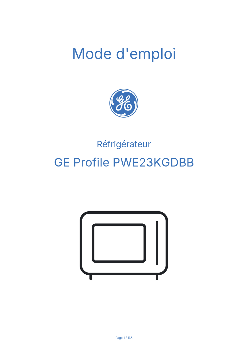 Image de la première page du manuel de l'appareil Profile PWE23KGDBB