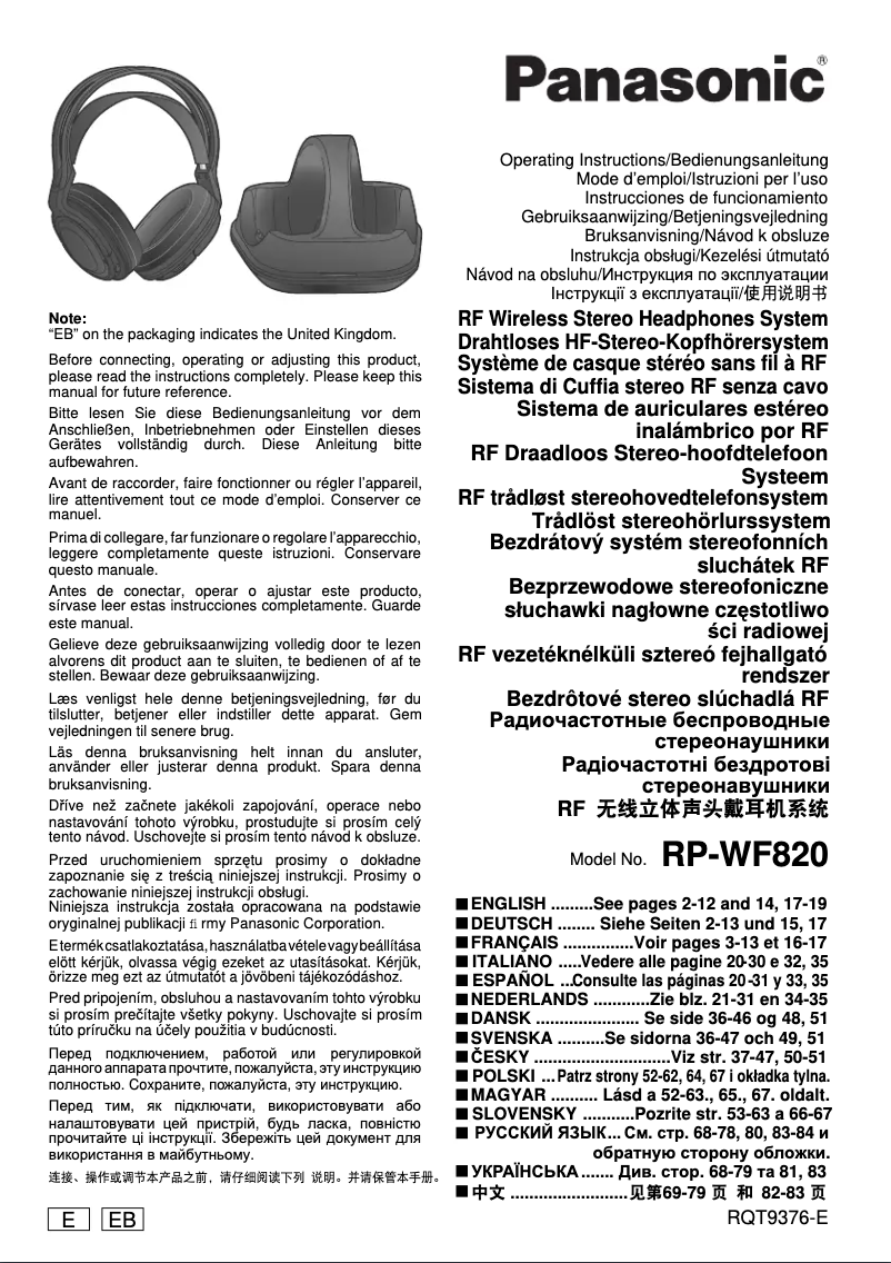 Image de la première page du manuel de l'appareil RP-WF820