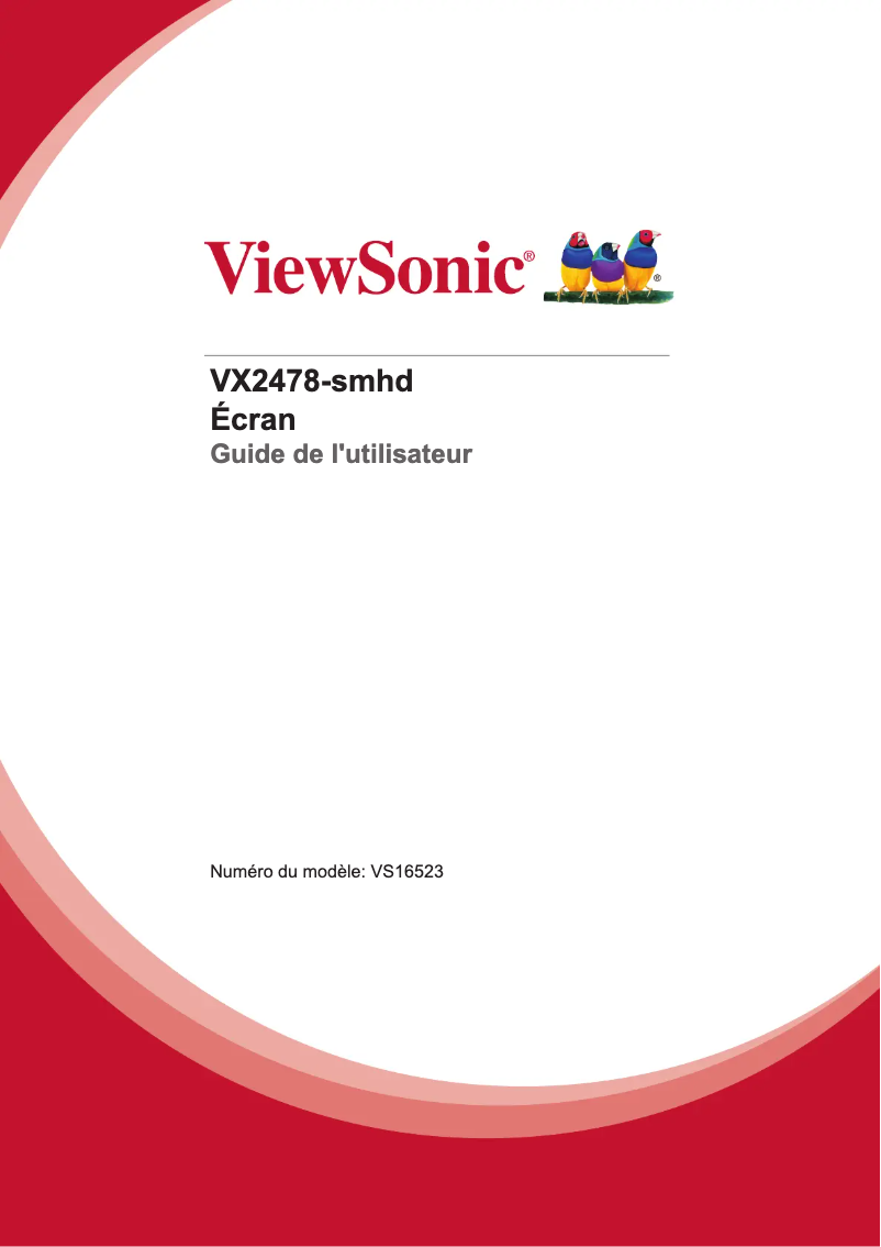 Page 1 de la notice Manuel utilisateur Viewsonic VX2478-SMHD