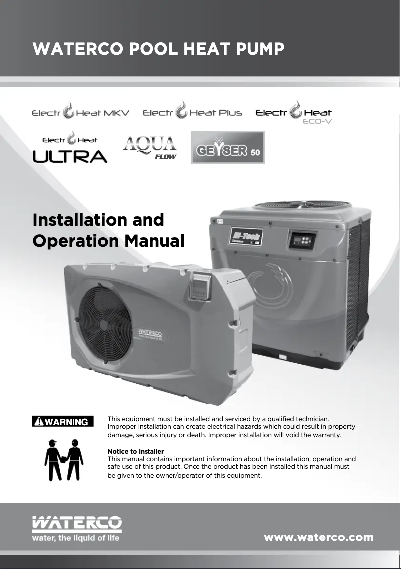 Page 1 de la notice Manuel utilisateur Waterco Electroheat MKV