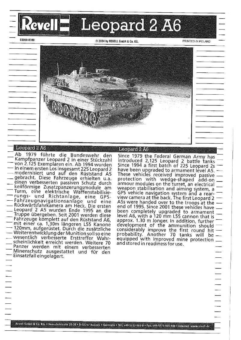 Page 1 de la notice Manuel utilisateur Revell Leopard 2 A6