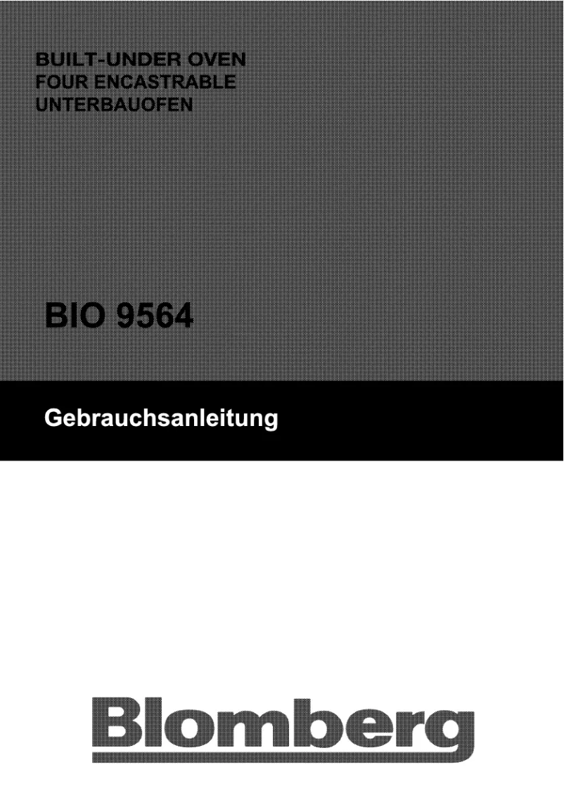 Page n°1 - Manuel utilisateur Blomberg BIO 9564 X