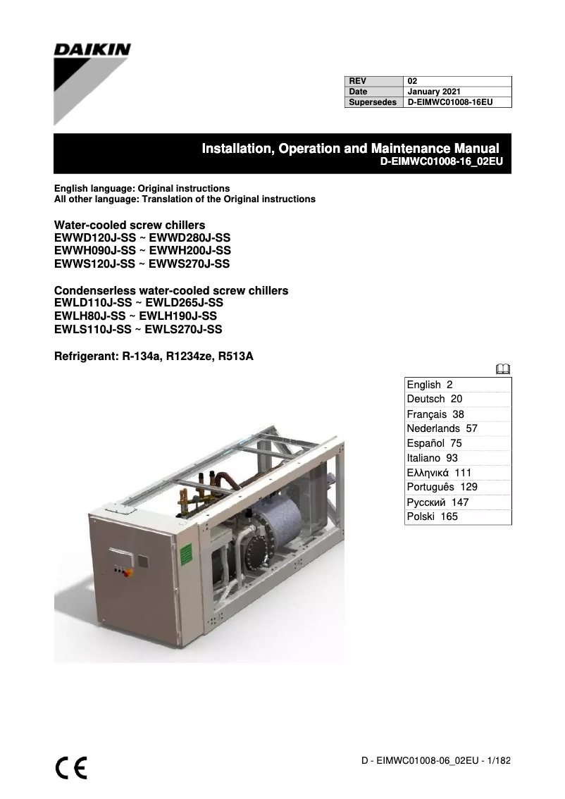 Page n°1 - Manuel utilisateur Daikin EWWS120J-SS