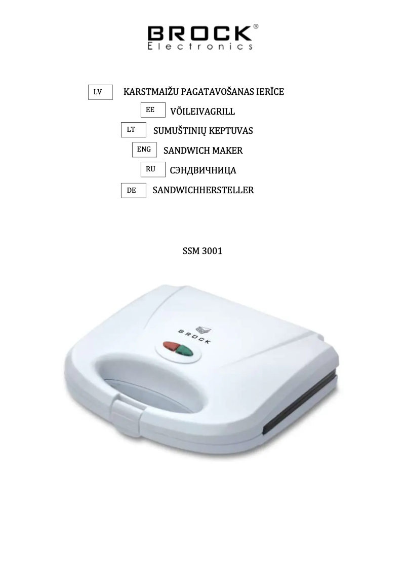 Page 1 de la notice Manuel utilisateur Brock SSM 3001
