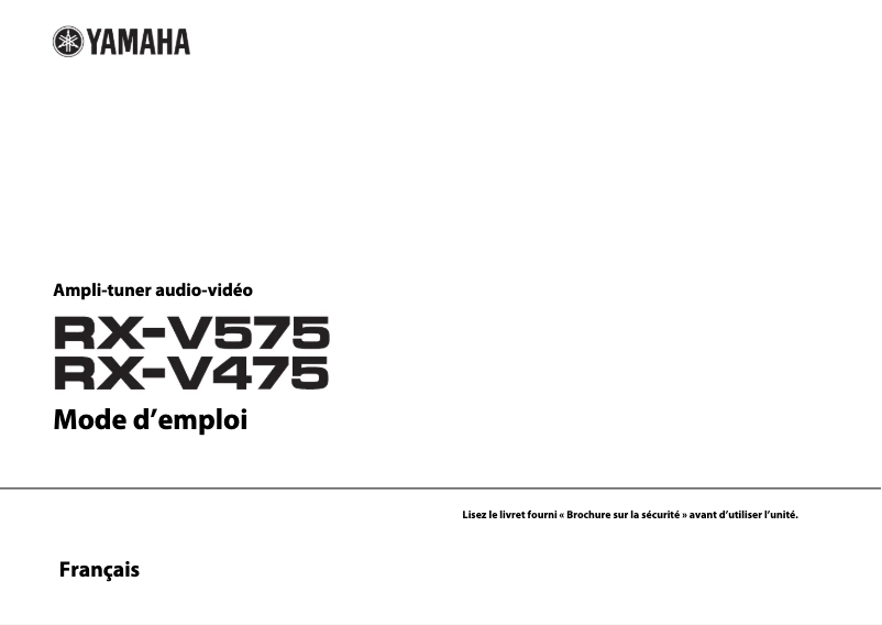 Page 1 de la notice Manuel utilisateur Yamaha RX-V575