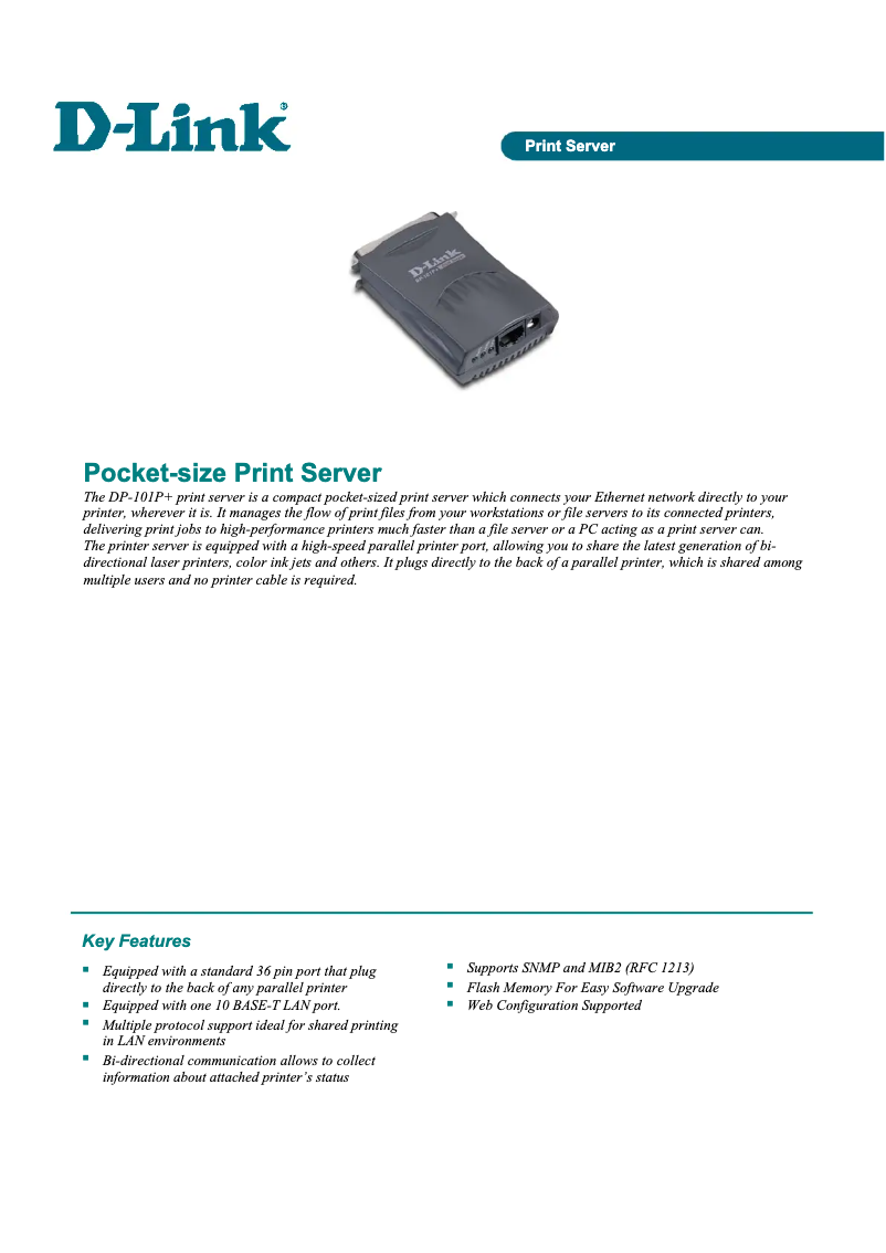 Page n°1 - Fiche technique D-Link DP-101P+
