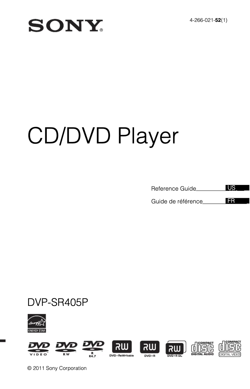 Page n°1 - Manuel utilisateur Sony DVP-SR405P