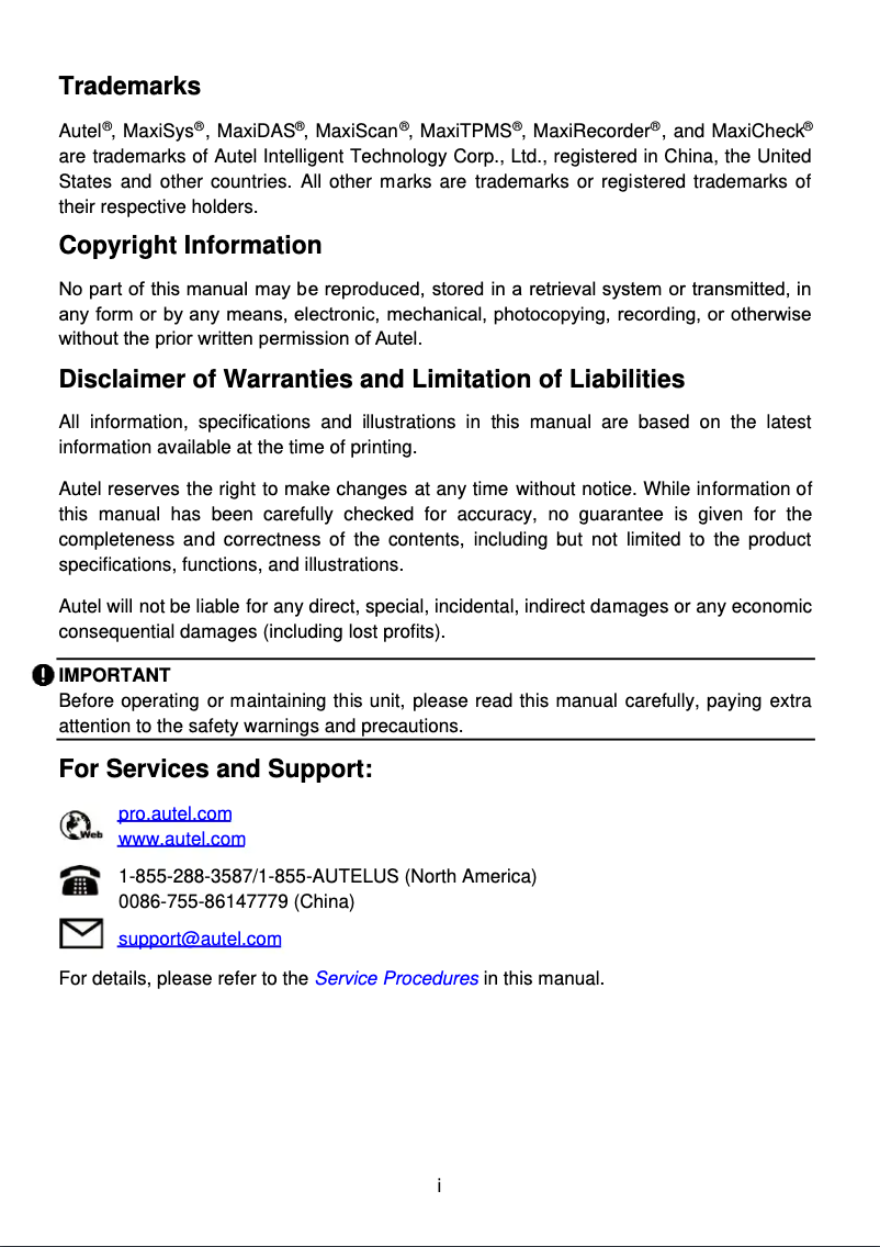 Page 1 de la notice Manuel utilisateur Autel MaxiSys MS908S
