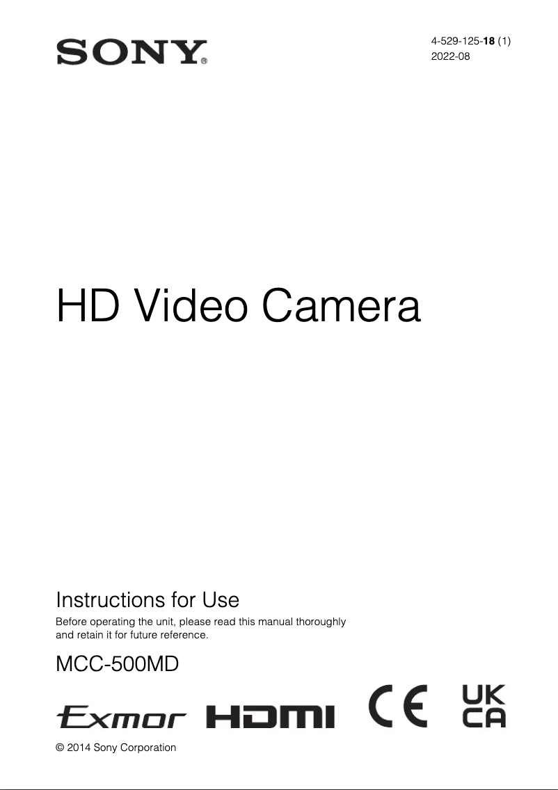 Page 1 de la notice Manuel utilisateur Sony MCC-500MD