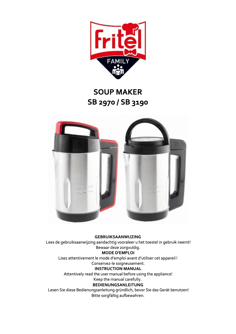 Image de la première page du manuel de l'appareil Soup Maker SB 3190