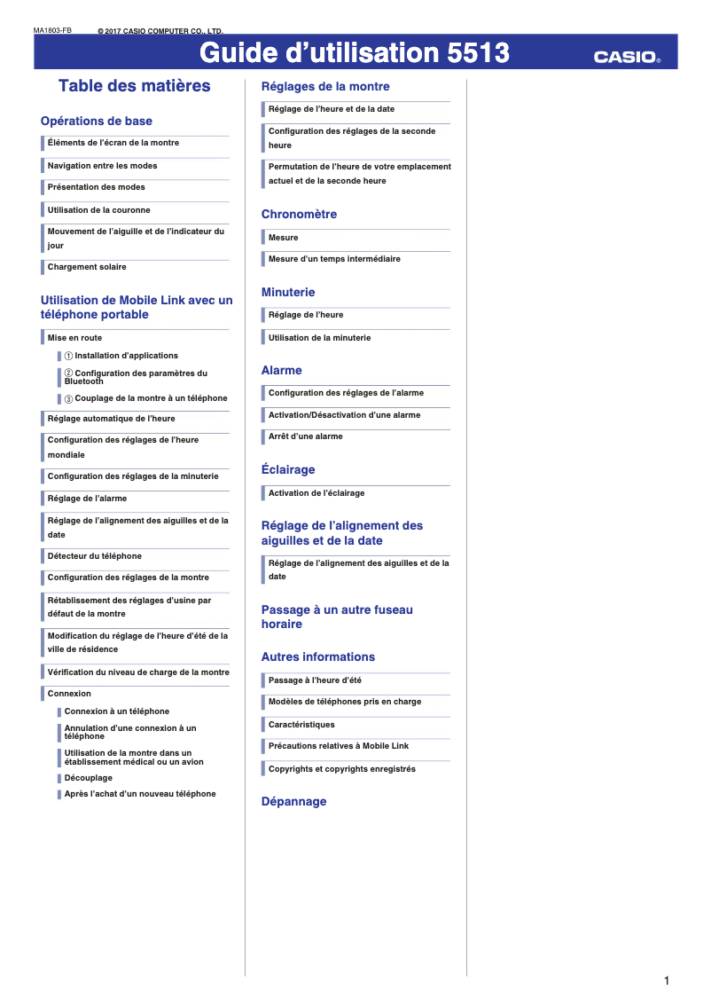 Page 1 de la notice Manuel utilisateur Casio G-Shock GST-B100