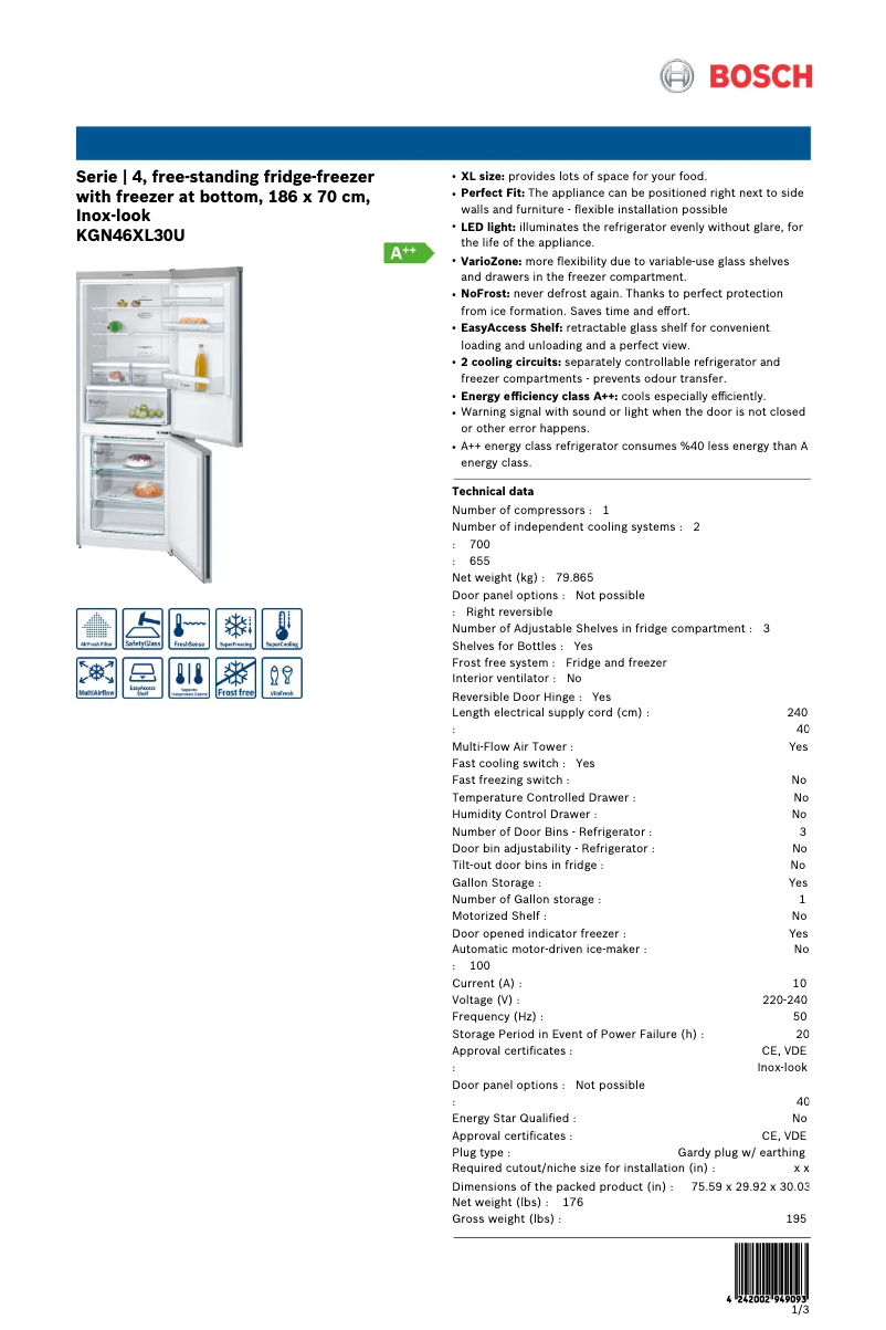 Image de la première page du manuel de l'appareil KGN46XL30U