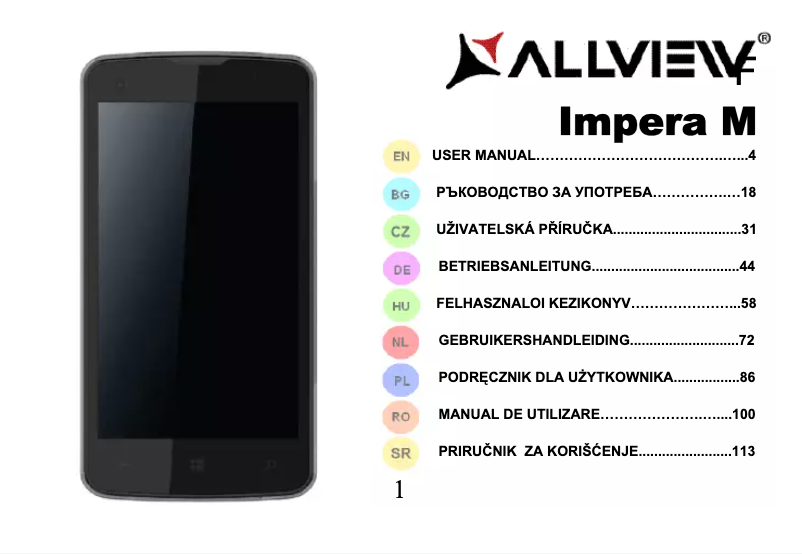 Page 1 de la notice Manuel utilisateur Allview Impera M