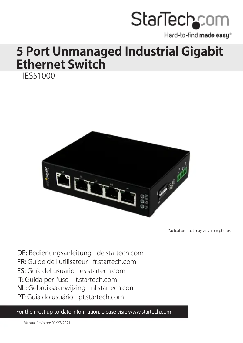 Page n°1 - Manuel utilisateur StarTech.com IES1G52UP12V