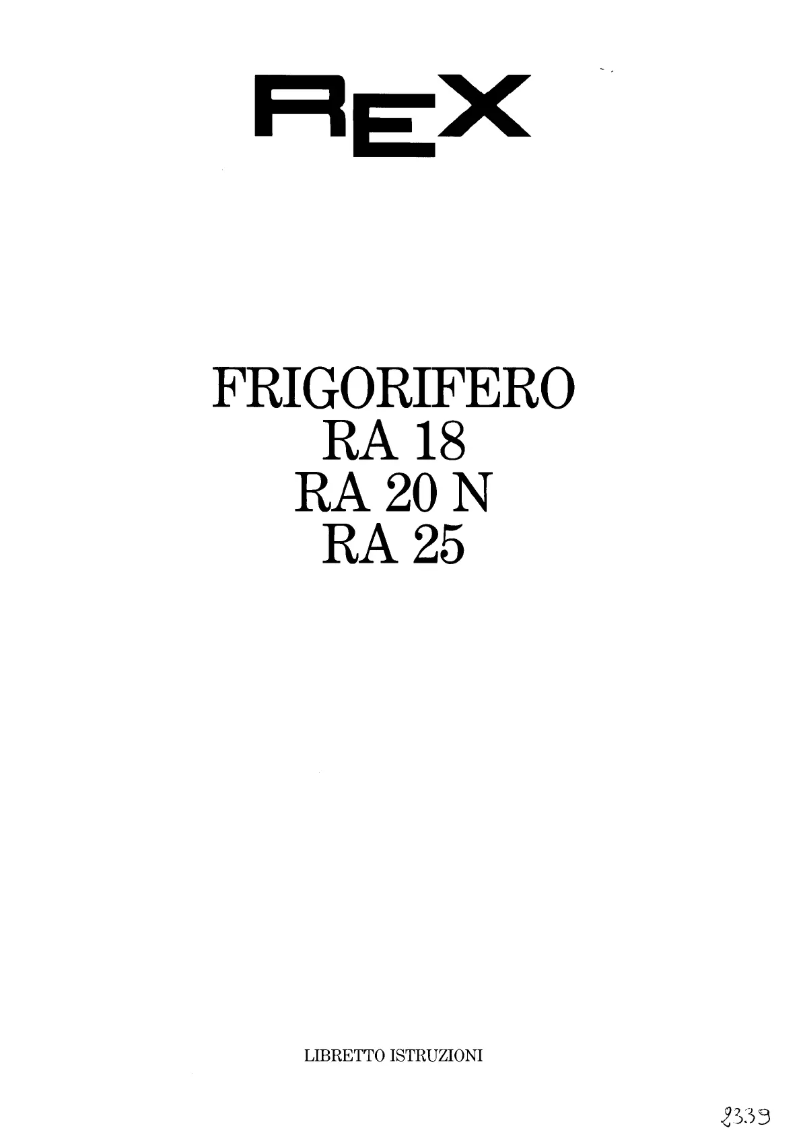 Page 1 de la notice Manuel utilisateur Rex RA20N