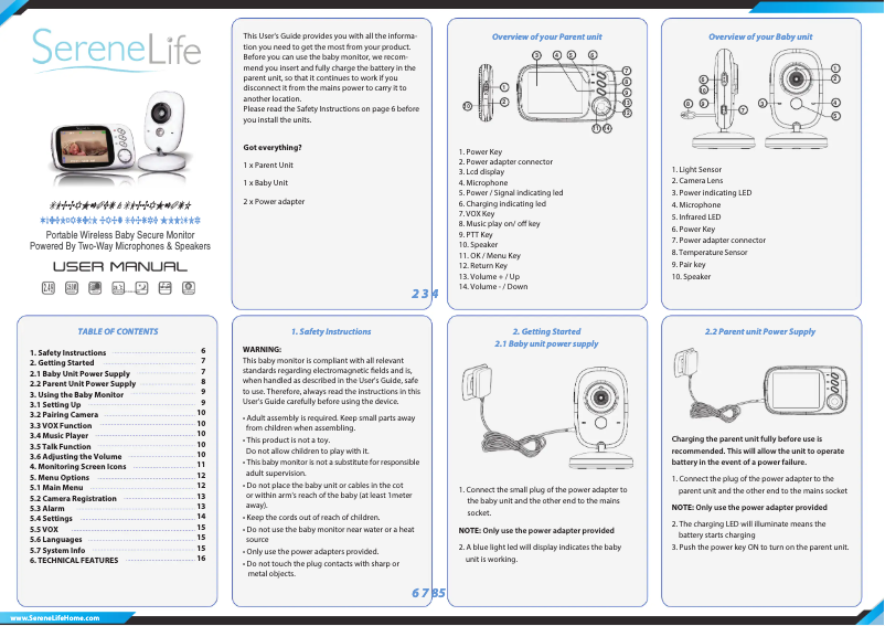 Page 1 de la notice Manuel utilisateur SereneLife SLBCAM10EU