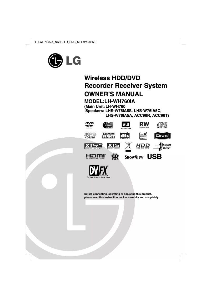 Página 1 del manual Manual de usuario LG LH-WH7695IA