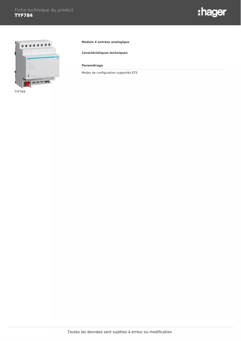 Image de la première page du manuel de l'appareil TYF784