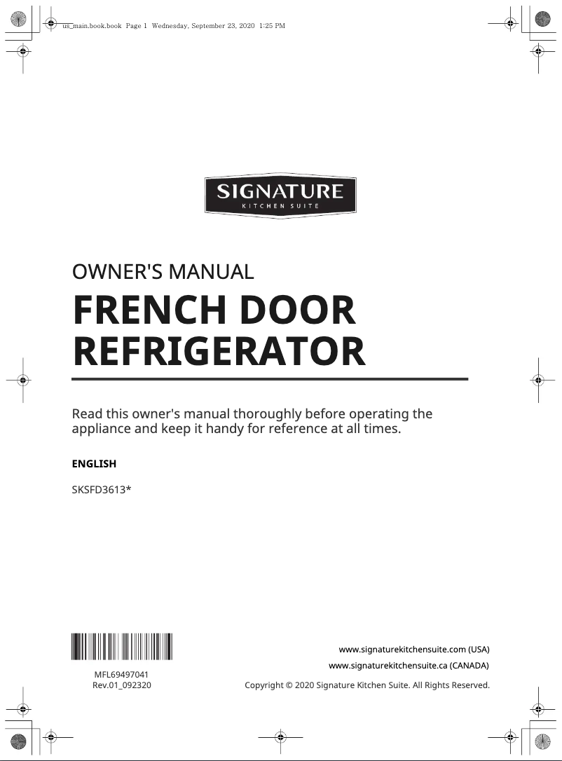 Image de la première page du manuel de l'appareil SKSFD3613S