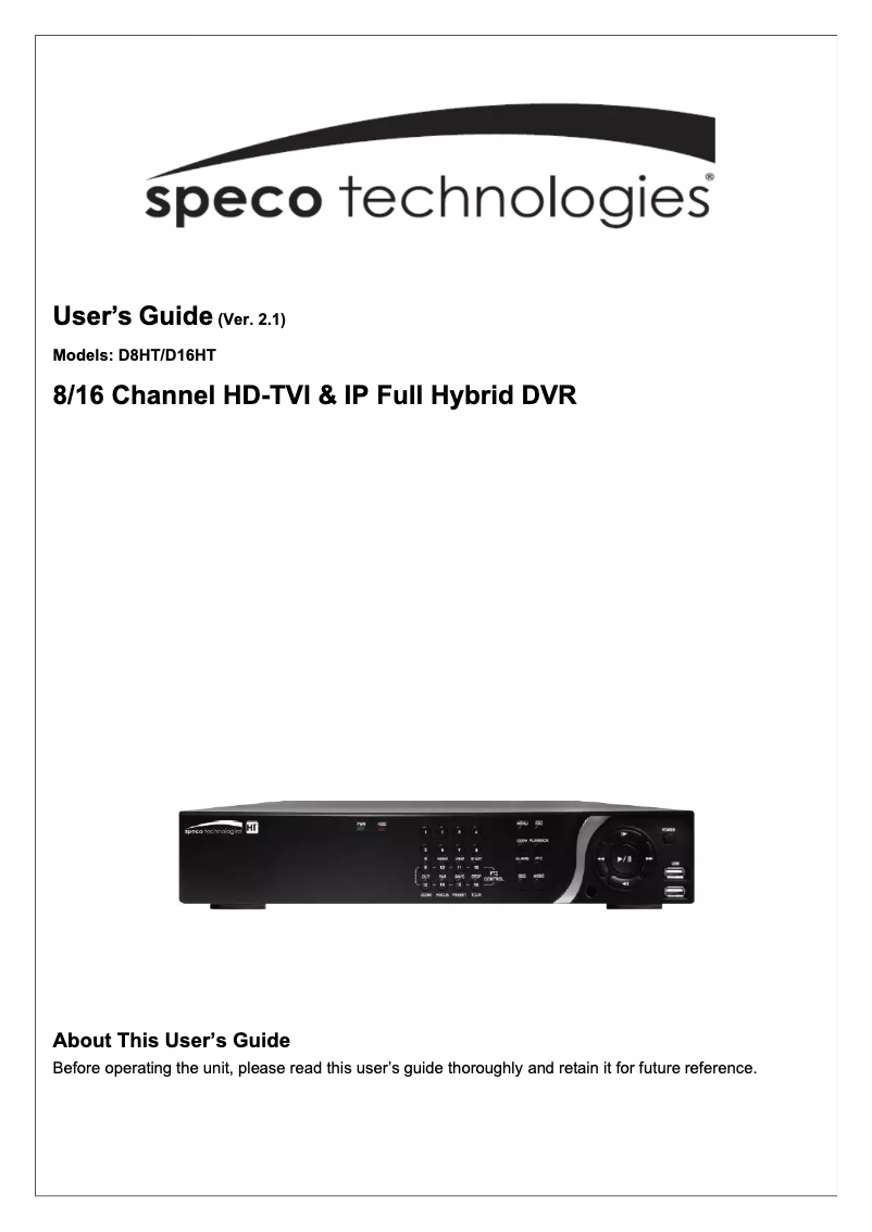 Image de la première page du manuel de l'appareil D8HT