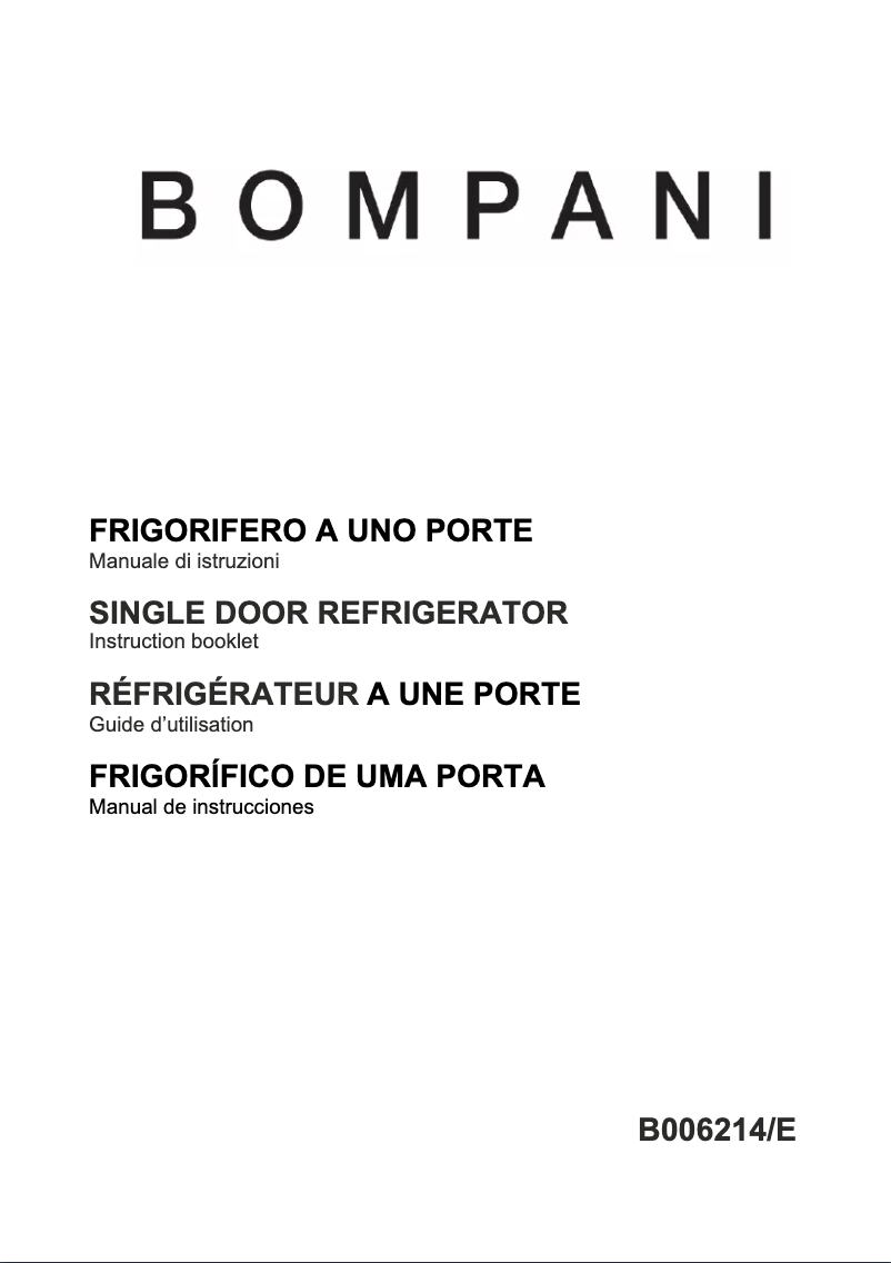 Page n°1 - Manuel utilisateur Bompani BO06214/E