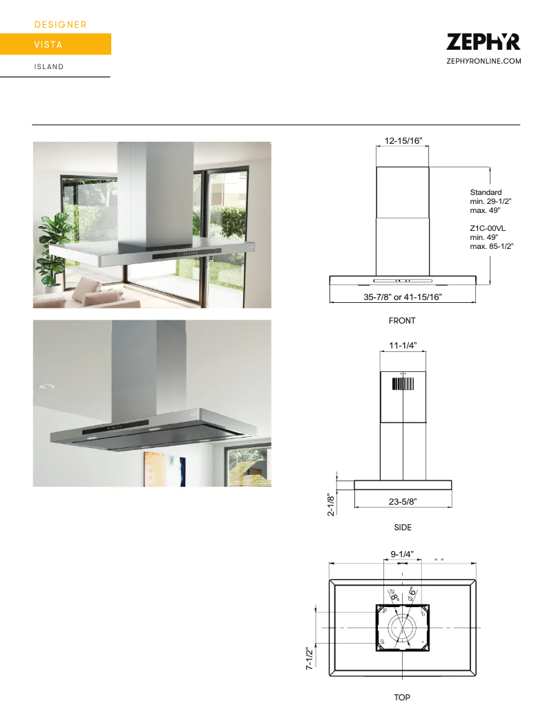 Page 1 de la notice Fiche technique Zephyr DVL-E36ASSX