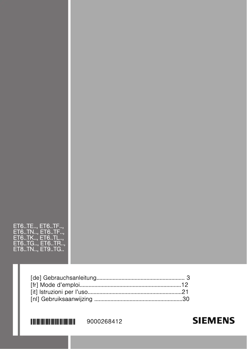 Page 1 de la notice Manuel utilisateur Siemens ET645TE11