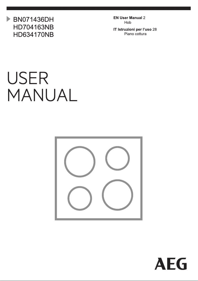Page 1 de la notice Manuel utilisateur AEG BN071436DH