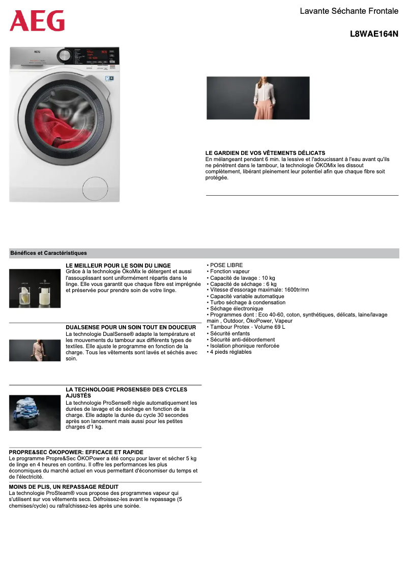 Image de la première page du manuel de l'appareil L8WAE164N