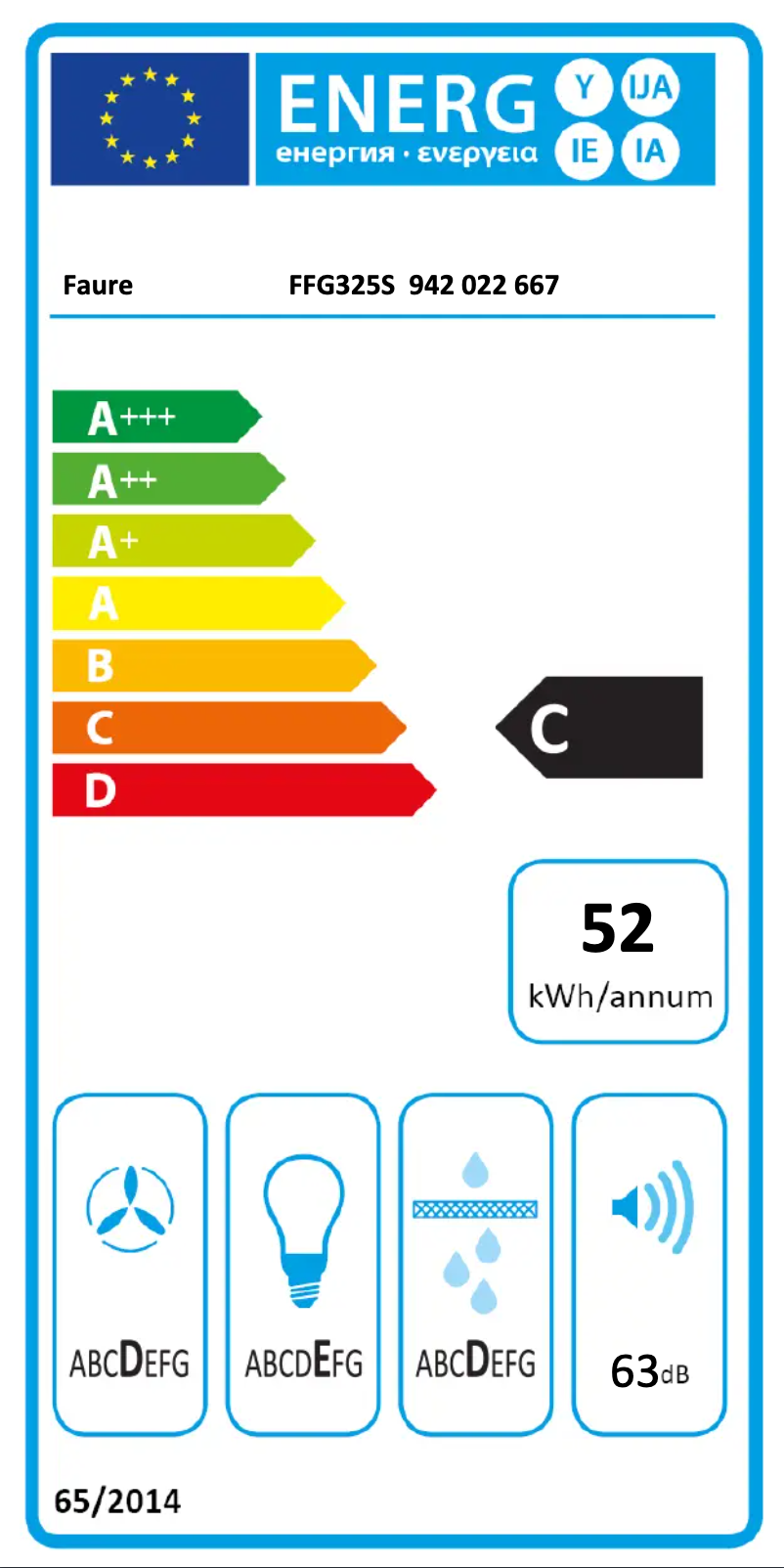 Page n°1 - Label énergétique Faure FFG325S