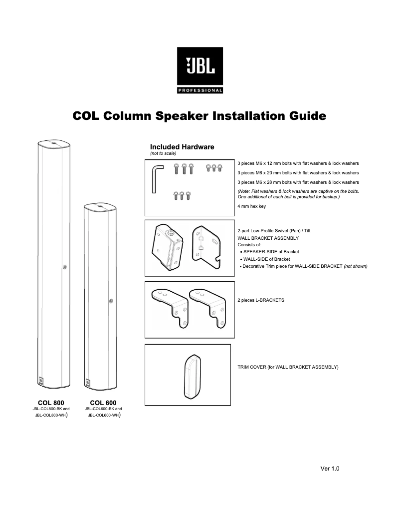 Page 1 de la notice Manuel utilisateur JBL COL800