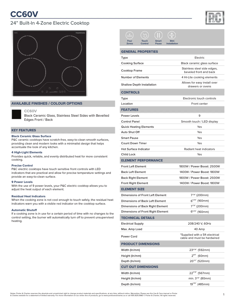 Image de la première page du manuel de l'appareil CC60V