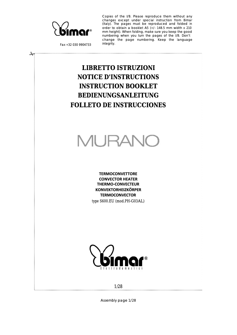 Image de la première page du manuel de l'appareil S600.EU