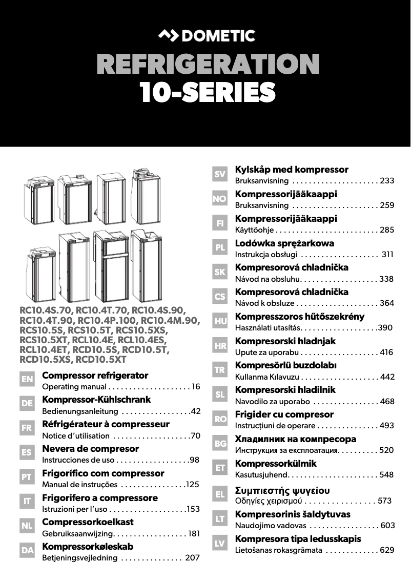 Page 1 de la notice Manuel utilisateur Dometic RCD 10.5T