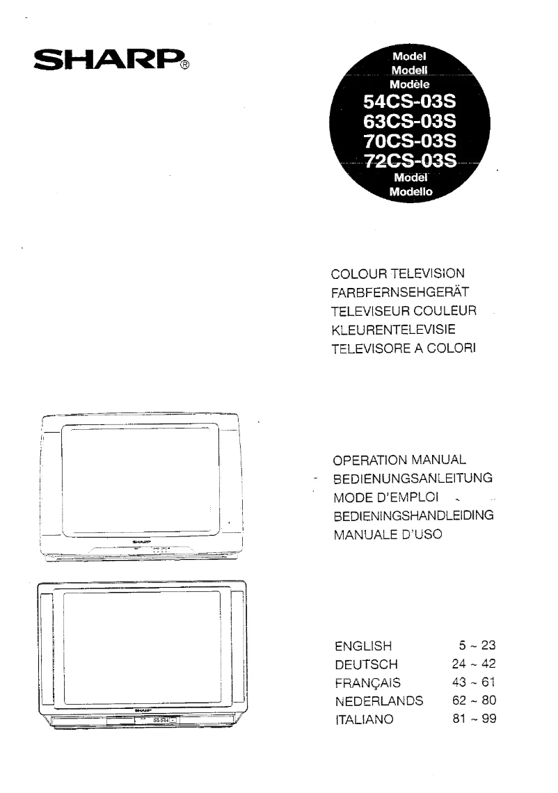 Page n°1 - Manuel utilisateur Sharp 54CS-03S