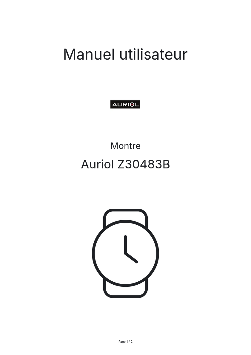 Page n°1 - Manuel utilisateur Auriol Z30483B