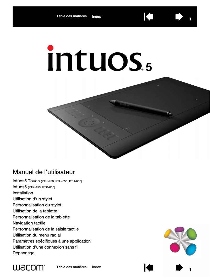 Image de la première page du manuel de l'appareil Intuos 5 Touch Small